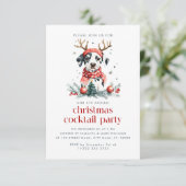 Kerst Thema Puppy Kerst Cocktail Party Bedankkaart (Staand voorkant)