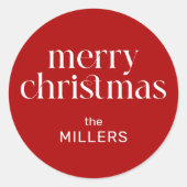 Kerst Thema Retro Vrolijke Kerst Typografie Ronde Sticker (Voorkant)