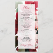 Kerst Thema Rode Bloemige Bruiloft Menu (Voorkant)