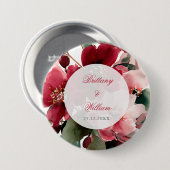Kerst Thema Rode Bloemige Bruiloft Ronde Button 7,6 Cm (Voorkant /achterkant)