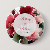 Kerst Thema Rode Bloemige Bruiloft Ronde Button 7,6 Cm (Voorkant)