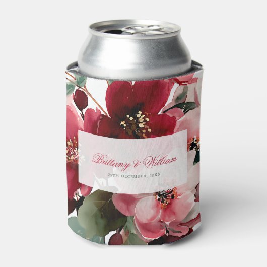 Kerst Thema Rood Bloemstuk Bruiloft Blikjeskoeler (Blikje Voorkant)