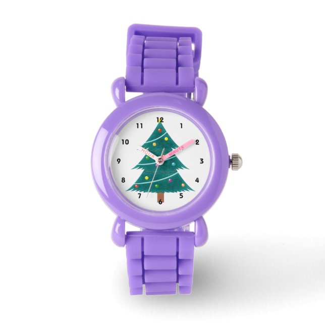 Kerst thema rood glitter horloge (Voorkant)