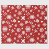 Kerst Thema Rood Wit Sneeuwvlokken Patroon Cadeaupapier (Vlak)