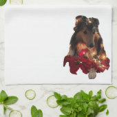 Kerst Thema Sheltie Theedoek (Gevouwen)