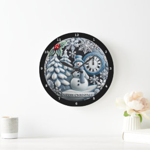 Kerst-thema sneeuwman en Winter Forest Scene Grote Klok