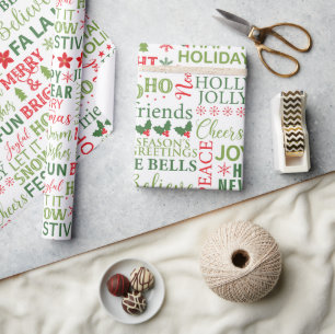 Kerst thema typografie patroon cadeaupapier