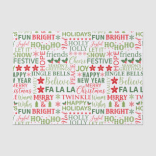 Kerst thema typografie patroon tissuepapier
