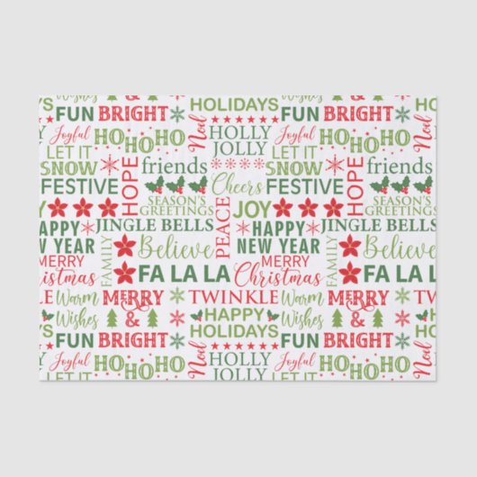 Kerst thema typografie patroon tissuepapier (Voorkant)