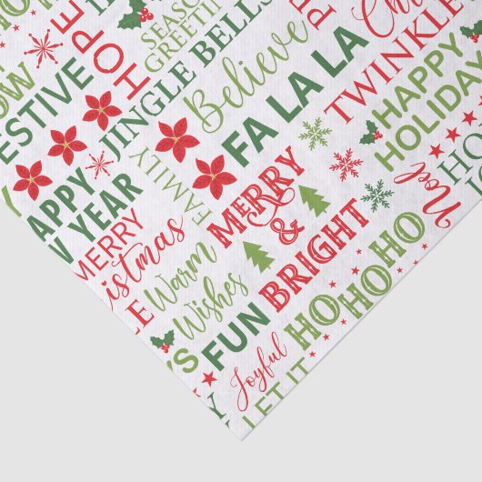 Kerst thema typografie patroon tissuepapier (Detail)