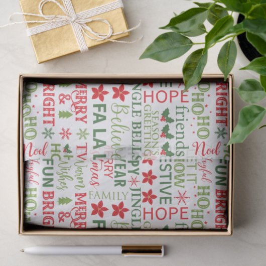 Kerst thema typografie patroon tissuepapier (Geschenk)