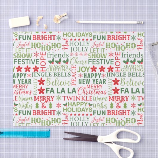 Kerst thema typografie patroon tissuepapier (Craft)