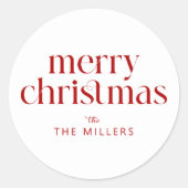 Kerst Thema Vrolijk Kerstfeest Retro Typografie Ronde Sticker (Voorkant)
