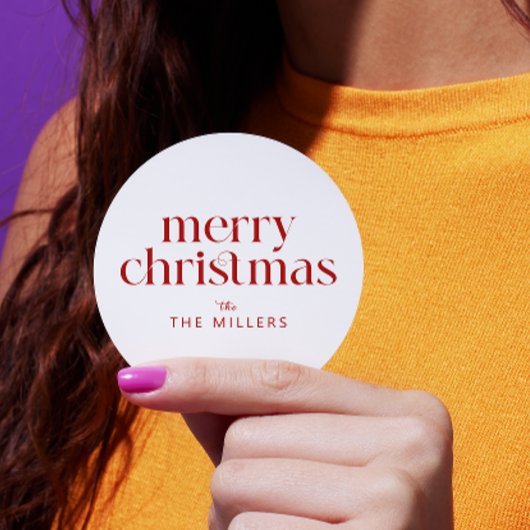 Kerst Thema Vrolijk Kerstfeest Retro Typografie Ronde Sticker