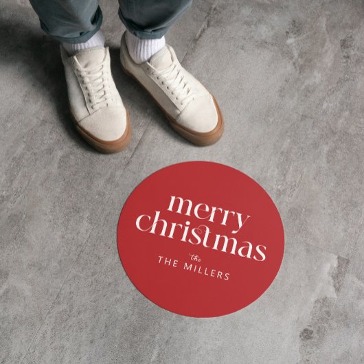 Kerst Thema Vrolijk Kerstfeest Retro Typografie Ronde Sticker