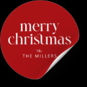 Kerst Thema Vrolijk Kerstfeest Retro Typografie Ronde Sticker