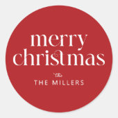 Kerst Thema Vrolijk Kerstfeest Retro Typografie Ronde Sticker (Voorkant)