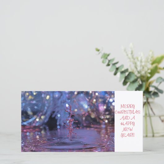 Kerst thema waterval fotokaart feestdagenkaart (Staand voorkant)