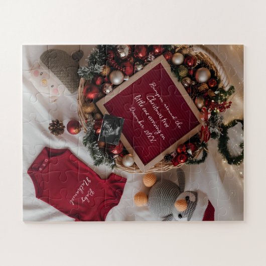 Kerst thema zwangerschap aankondiging legpuzzel (Horizontaal)
