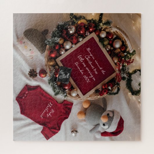 Kerst thema zwangerschap aankondiging legpuzzel (Horizontaal)