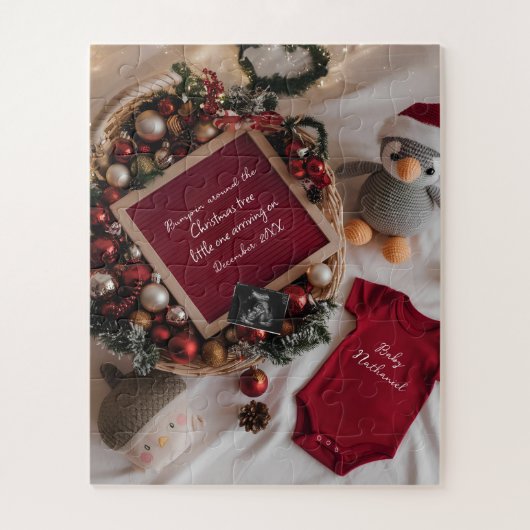 Kerst-thema zwangerschapsaankondiging legpuzzel (Verticaal)