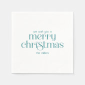 Kerst Theme Design Turquoise Retro Typografie Servet (Voorkant)