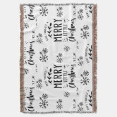 Kerst Theme Gooi Deken - Zwart & Wit (Voorkant Verticaal)