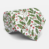 Kerst Theme Holly, Mistletoe, Bessen Patroon Stropdas (Opgerold)