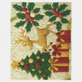 Kerst Theme Tree Rendier Gifts Quilted Look Fleece Deken (Voorkant)