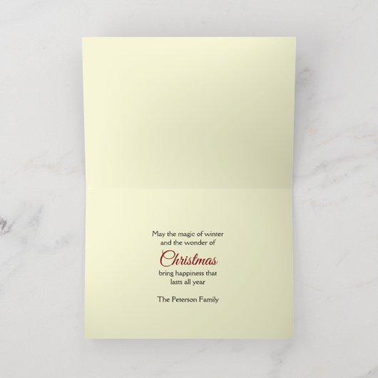 Kerst Theme Tree Rendier Gifts Quilted Look Folie Feestdagenkaart (Binnenlaag)