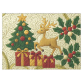Kerst Theme Tree Rendier Gifts Quilted Look Tafelkleed (Voorkant (Horizontaal))