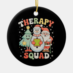 Kerst Therapie Team SLP OT PT Bemanning Kerstman X Keramisch Ornament