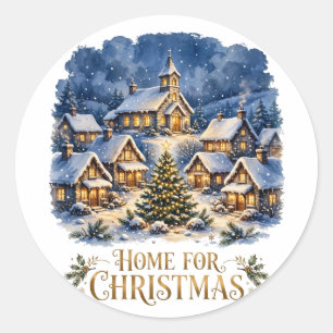 Kerst Thuis Dorpssticker Ronde Sticker