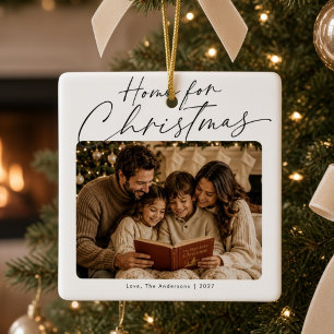 Kerst thuis gepersonaliseerde gezinsfoto keramisch ornament