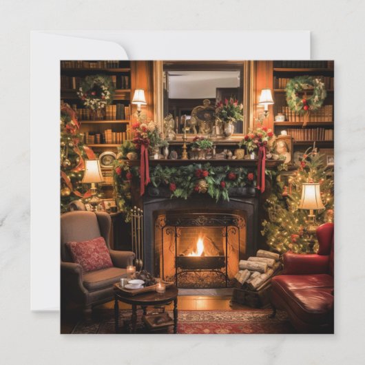 Kerst thuis gezellig vieren feestdagenkaart (Voorkant)