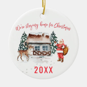 Kerst thuis   Grappig 2020-herdenkingsshirt Keramisch Ornament