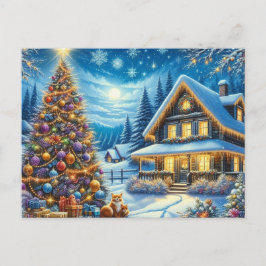 Kerst thuis met kerstboom 2 briefkaart