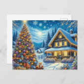 Kerst thuis met kerstboom 2 briefkaart (Voorkant / Achterkant)