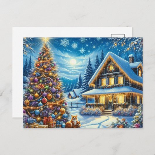 Kerst thuis met kerstboom 2 briefkaart (Voorkant / Achterkant)