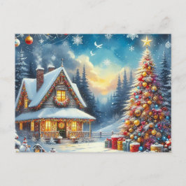 Kerst thuis met kerstboom 3 briefkaart
