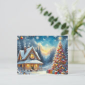 Kerst thuis met kerstboom 3 briefkaart (Staand voorkant)