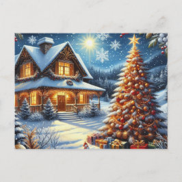 Kerst thuis met kerstboom 4 briefkaart