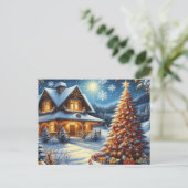 Kerst thuis met kerstboom 4 briefkaart (Staand voorkant)