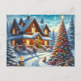 Kerst thuis met kerstboom 7 briefkaart