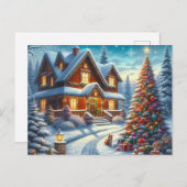 Kerst thuis met kerstboom 7 briefkaart (Voorkant / Achterkant)