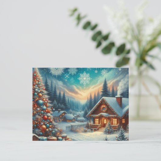 Kerst thuis met kerstboom 8 briefkaart (Staand voorkant)