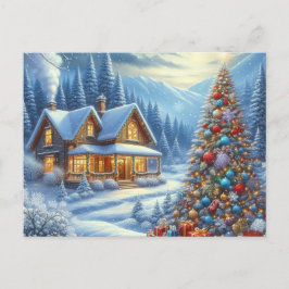 Kerst thuis met kerstboom 9 briefkaart