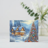 Kerst thuis met kerstboom 9 briefkaart (Staand voorkant)