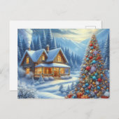 Kerst thuis met kerstboom 9 briefkaart (Voorkant / Achterkant)
