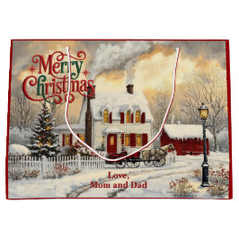 Kerst thuis met vintage kerstsfeer groot cadeauzakje